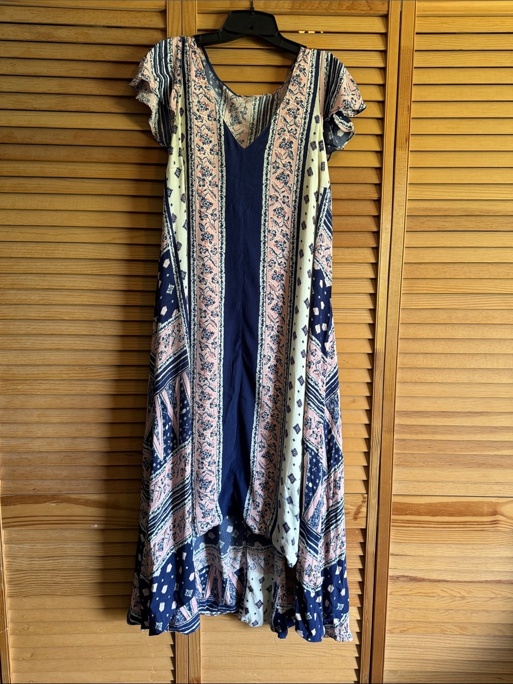 Maeve Navy, Cream & Blush Printed Maxi Dress